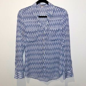 Express White with Blue Eiffel Tower Print Portofino Shirt